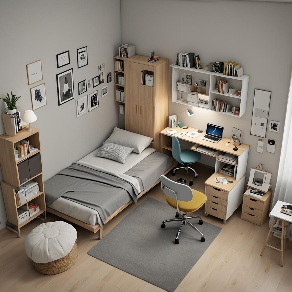 Small Furnished Square Room Interior