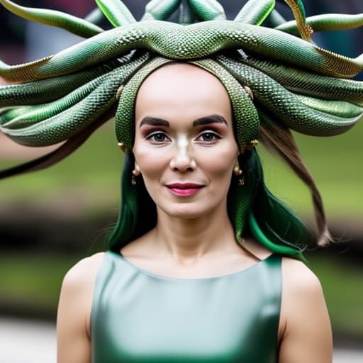 Photorealistic Crab Woman with Snake Hair