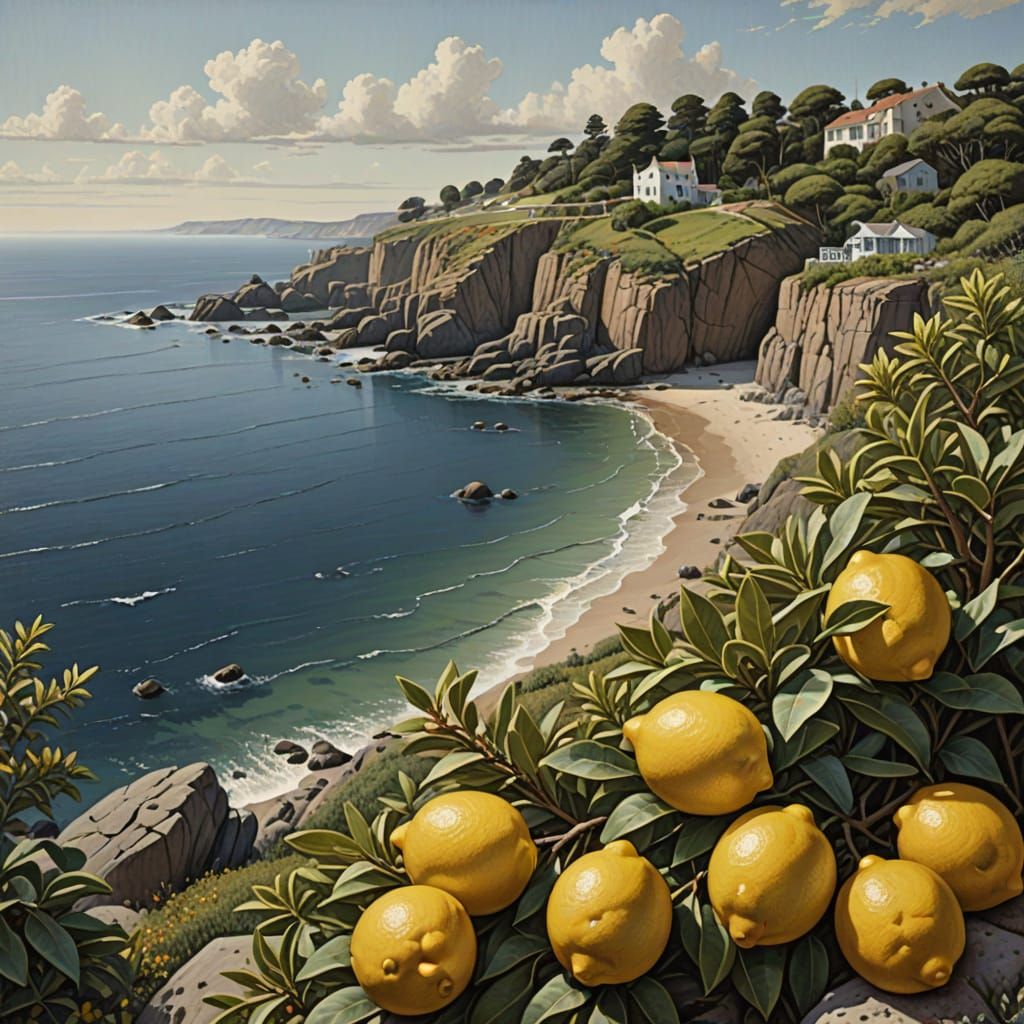 Lemon Bush in Coastal Garden Landscape