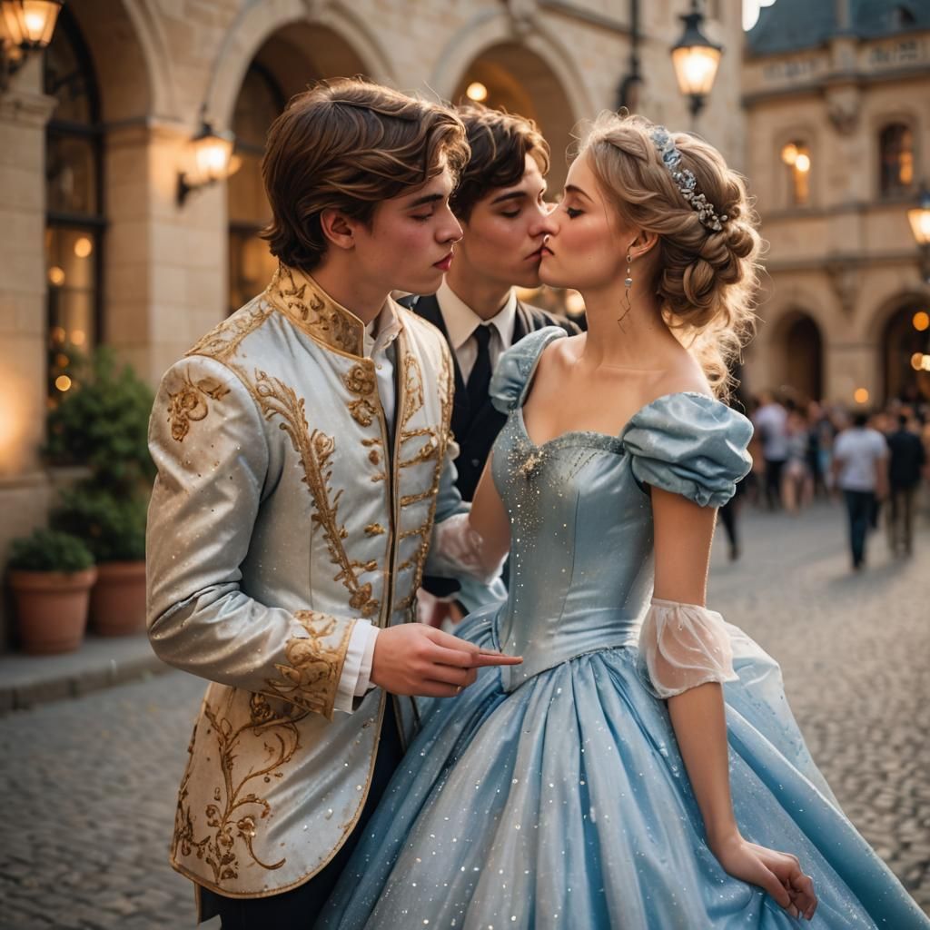 Romantic High-Fashion Photo of Boy in Cinderella Dress