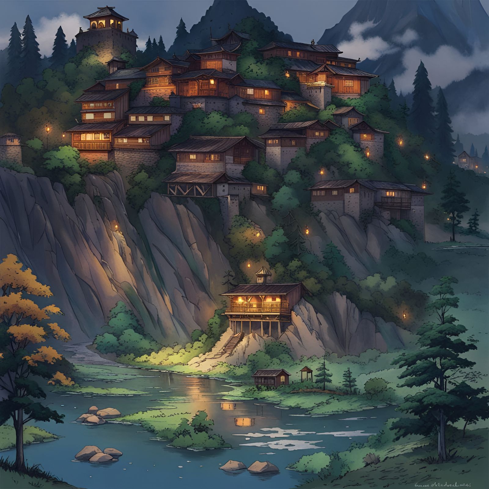 Anime Art: Vale of Kashmir Landscape