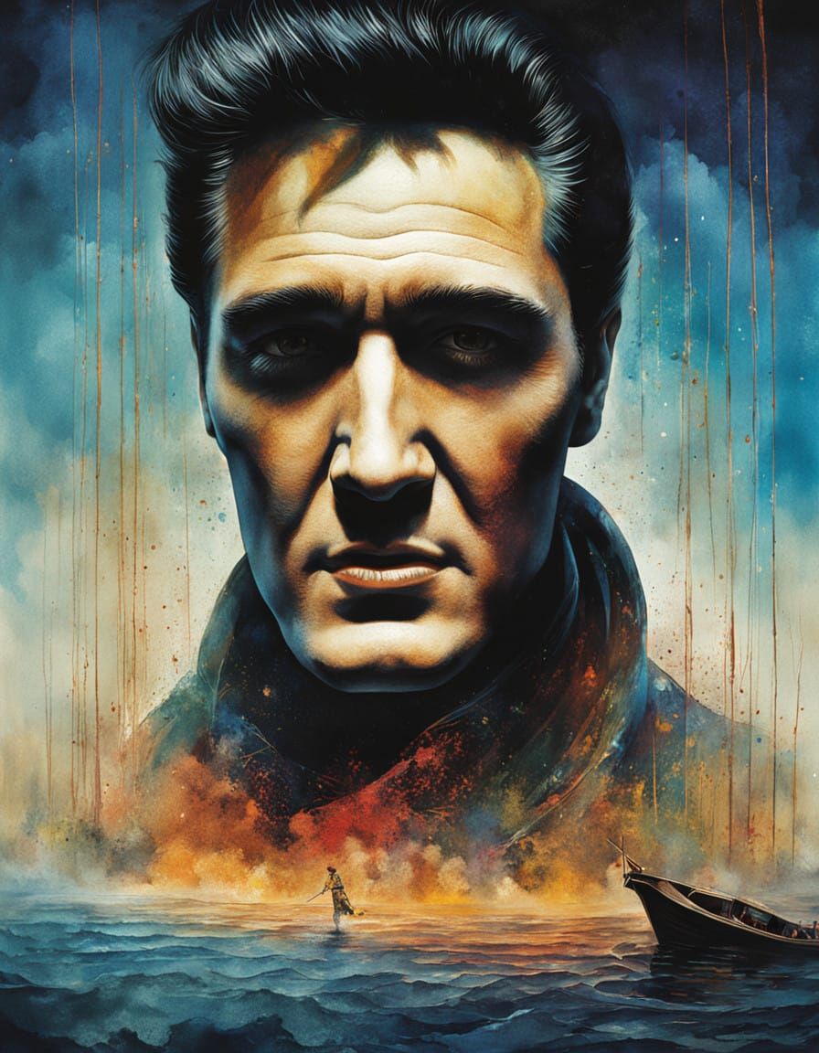 Vibrant Watercolor Elvis Presley in Fantasy Art Style