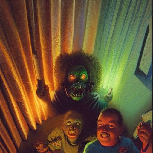 Goosebumps Lights Out Cover as Oil Painting