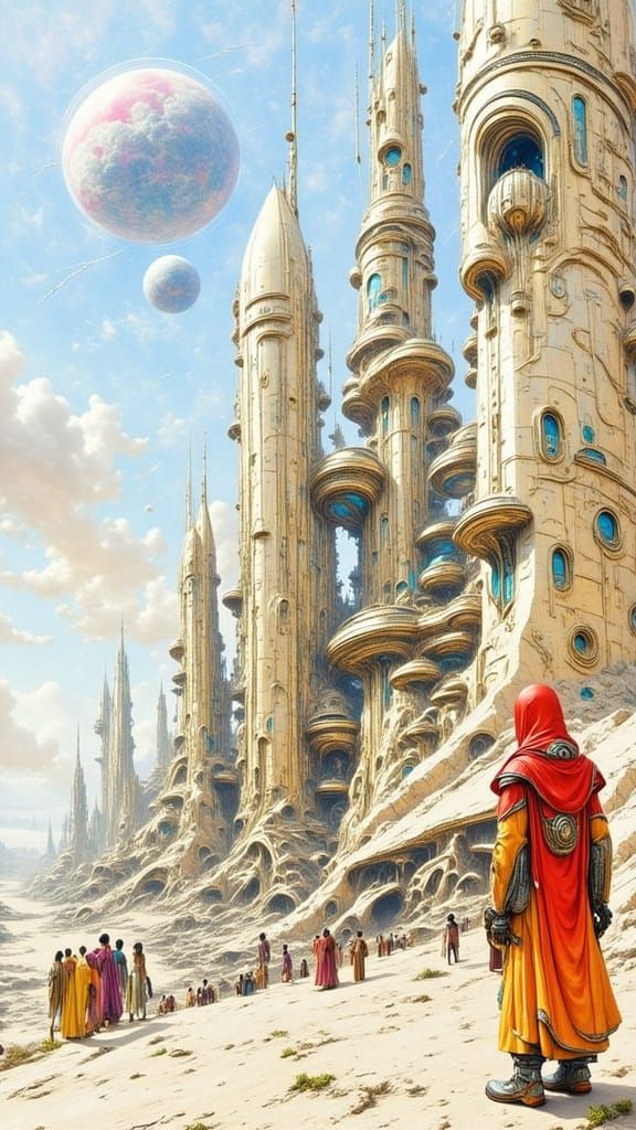 A futuristic desert landscape