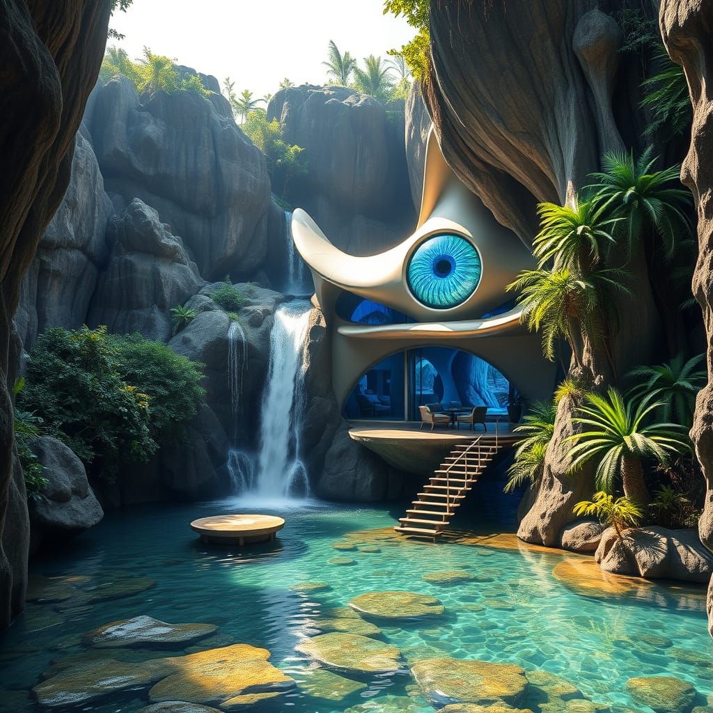 futuristic lagoon house