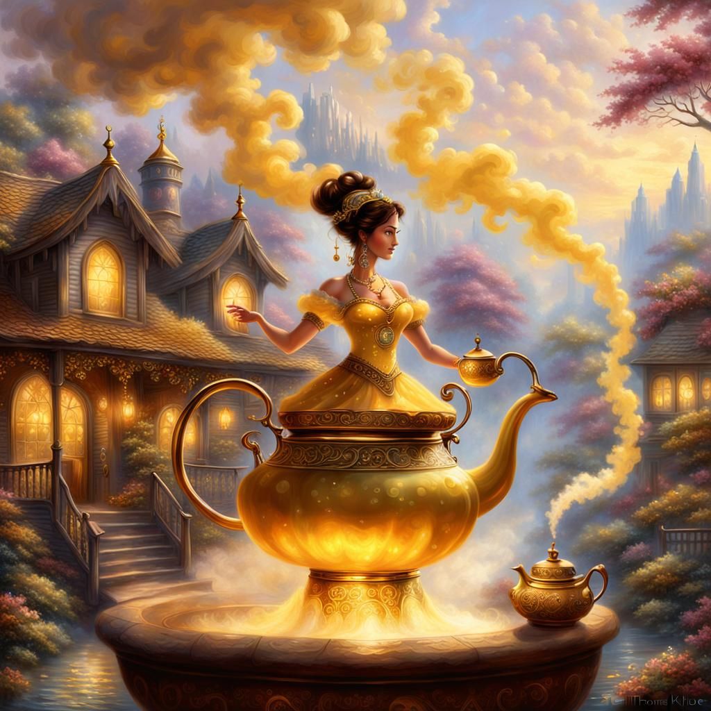 Gorgeous Genie Queen Appears From Kettle Steam