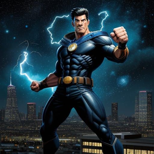 Heroic Figure in Cosmic Fist Pose