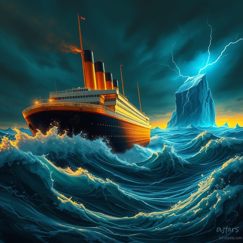 Titanic Amidst a Twilight Thunderstorm