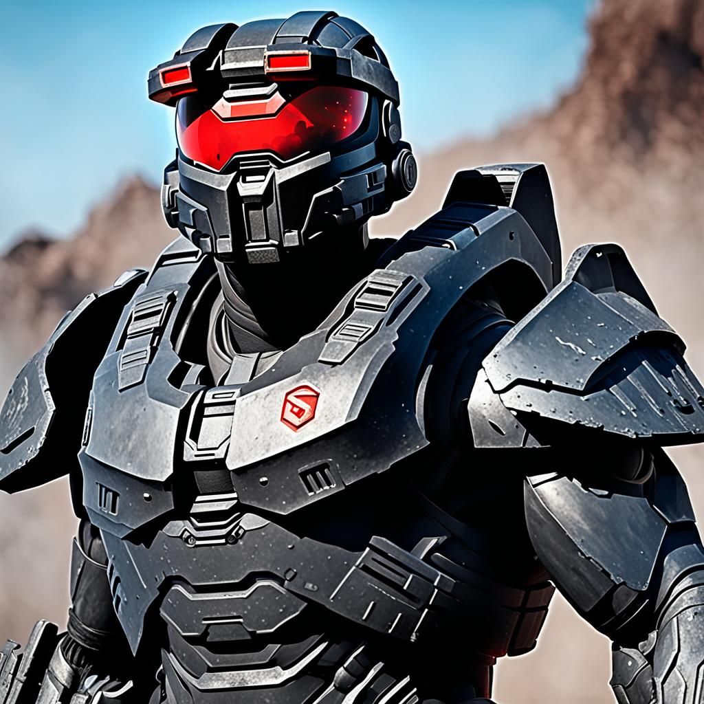 Halo-Inspired Warrior in Volcanic Hellscape