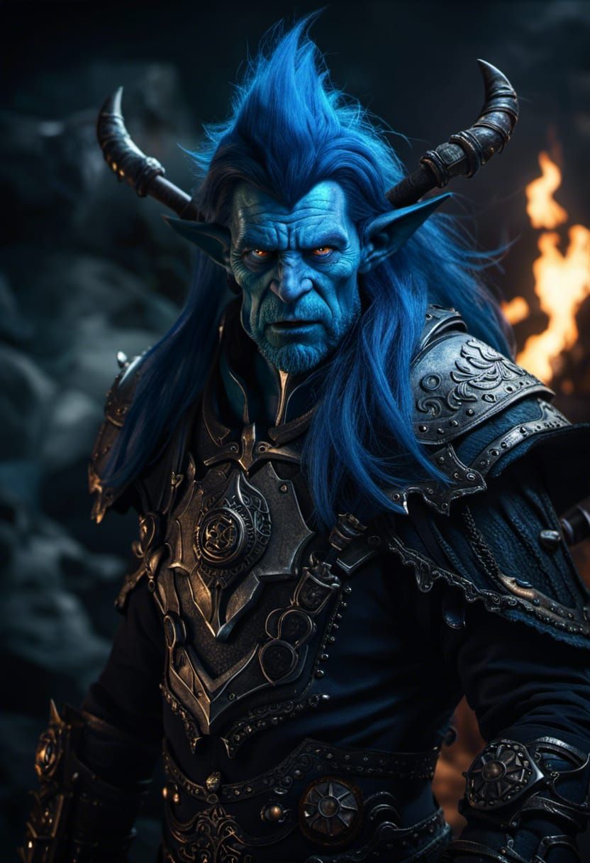 Warlock Troll Portrait in Dark Fantasy Style