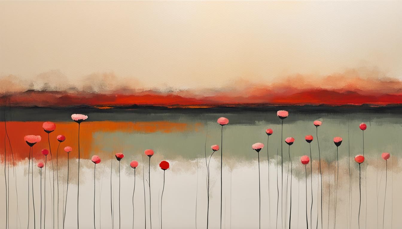 Minimalist Floral Landscape in Abstract Style