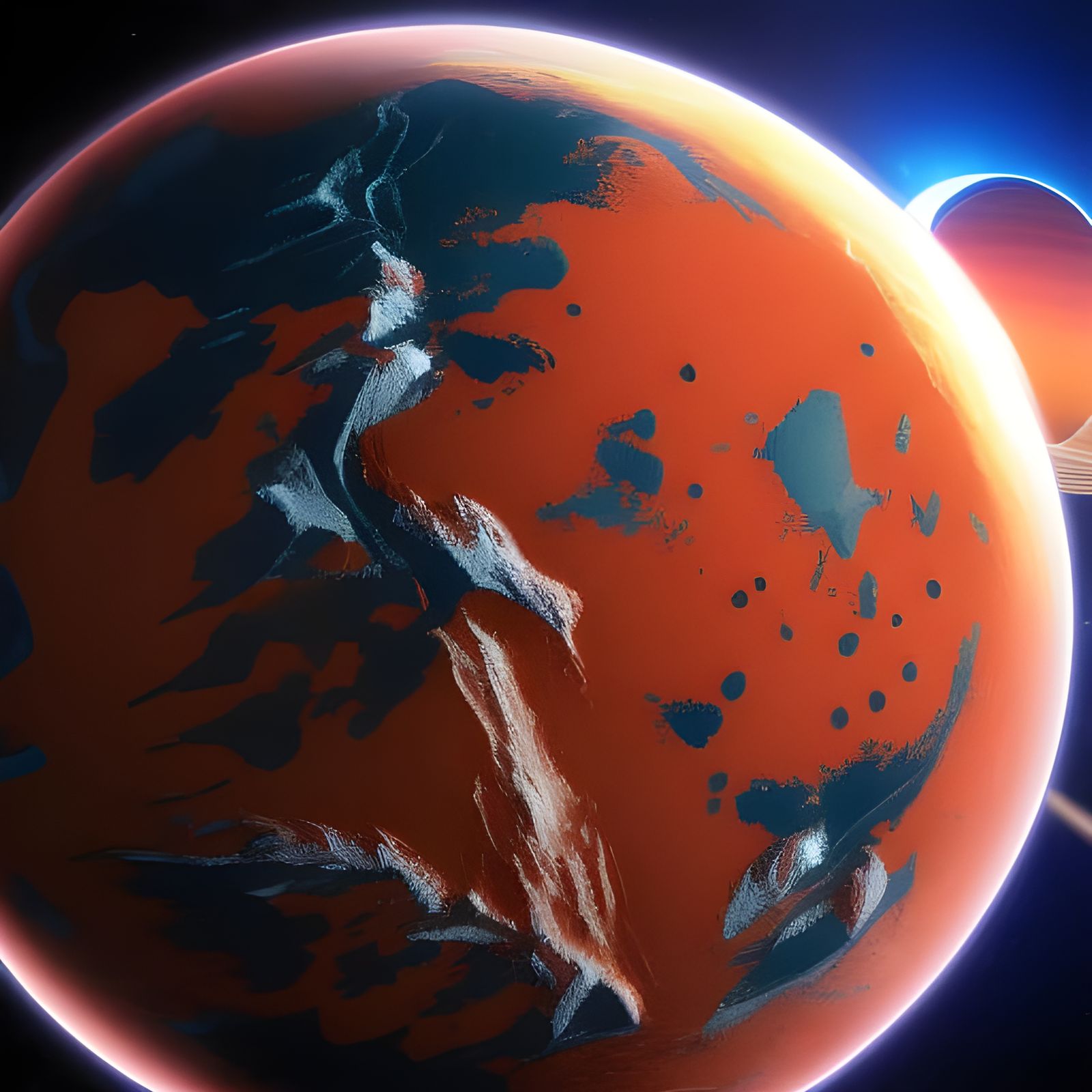 Earth-like Planet with Red Continents, 3D Render