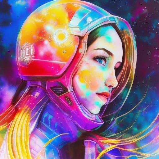 Cute Mecha Girl Portrait in Digital Art Style