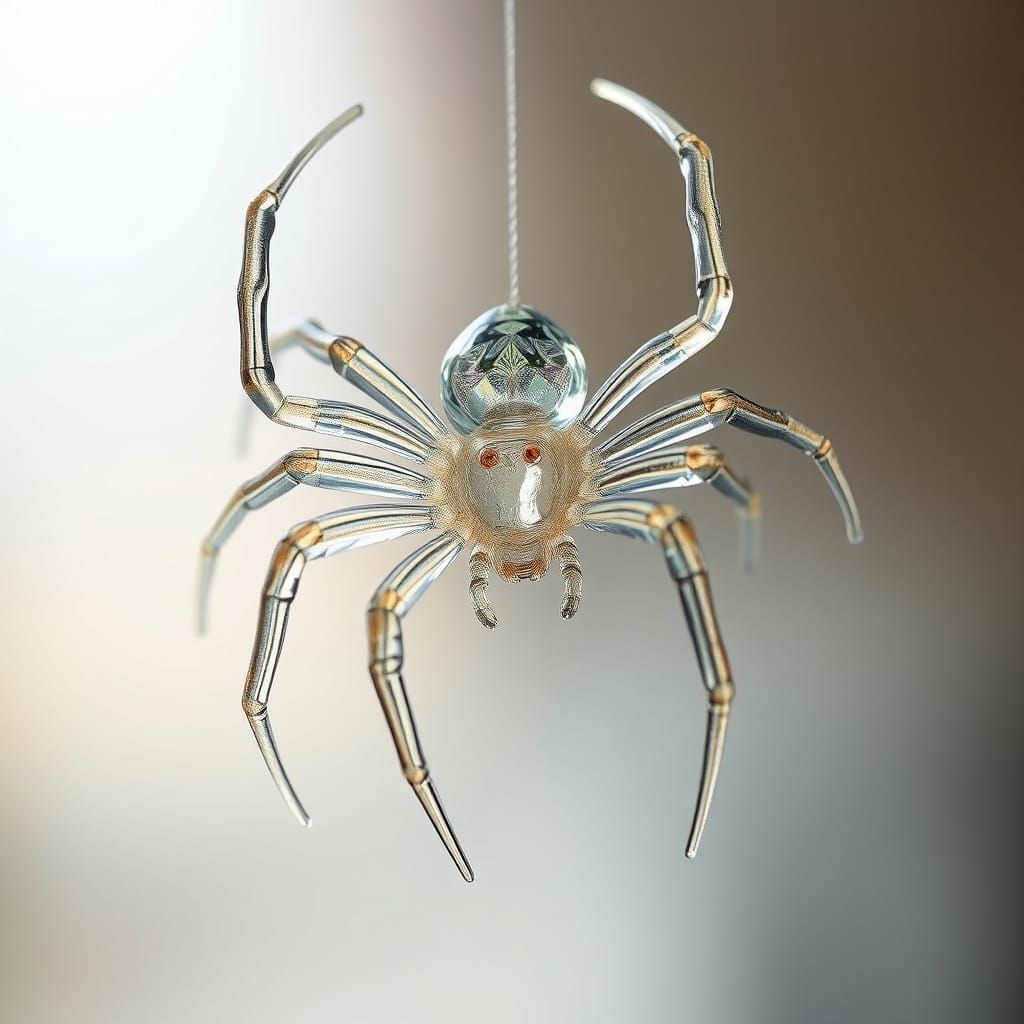 Ethereal Glass Arachnid in Mid-Air