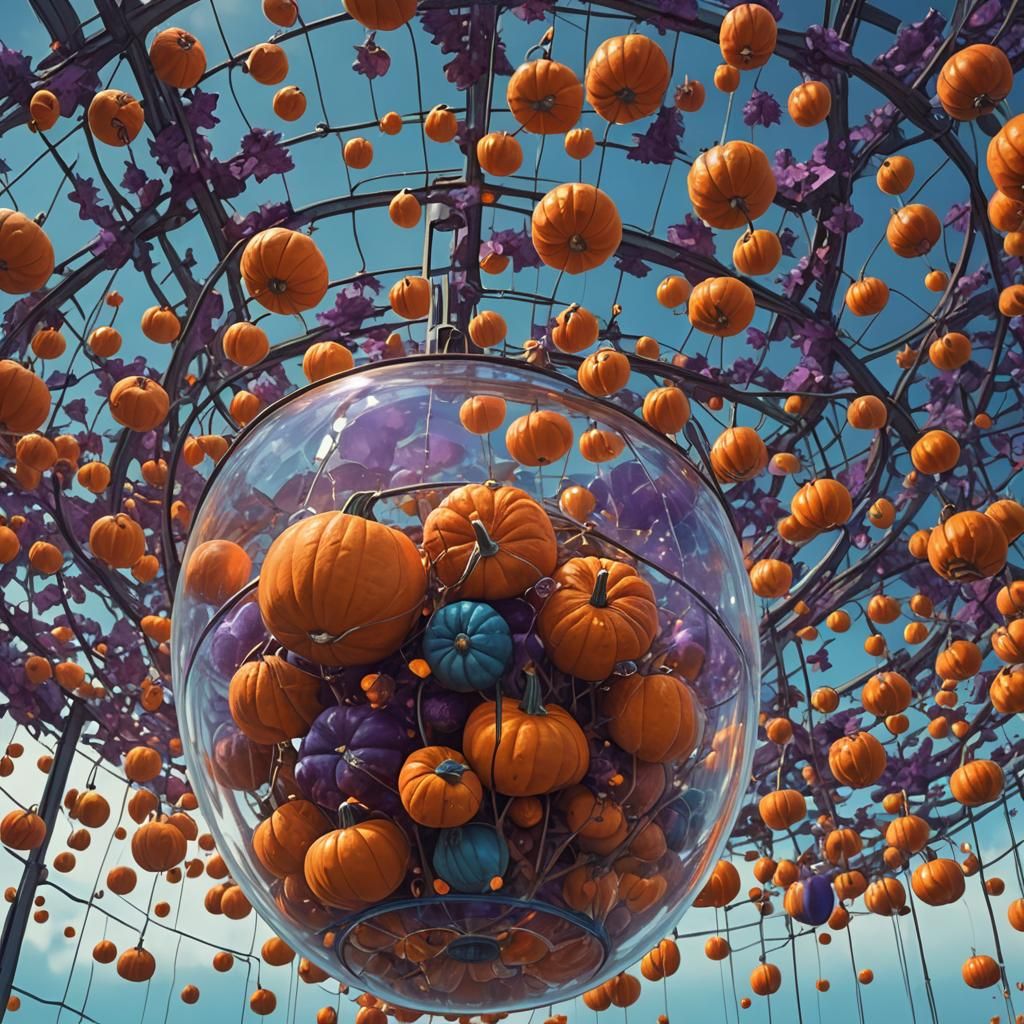 Pumpkins in Glass Jar: Fantasy Concept Art