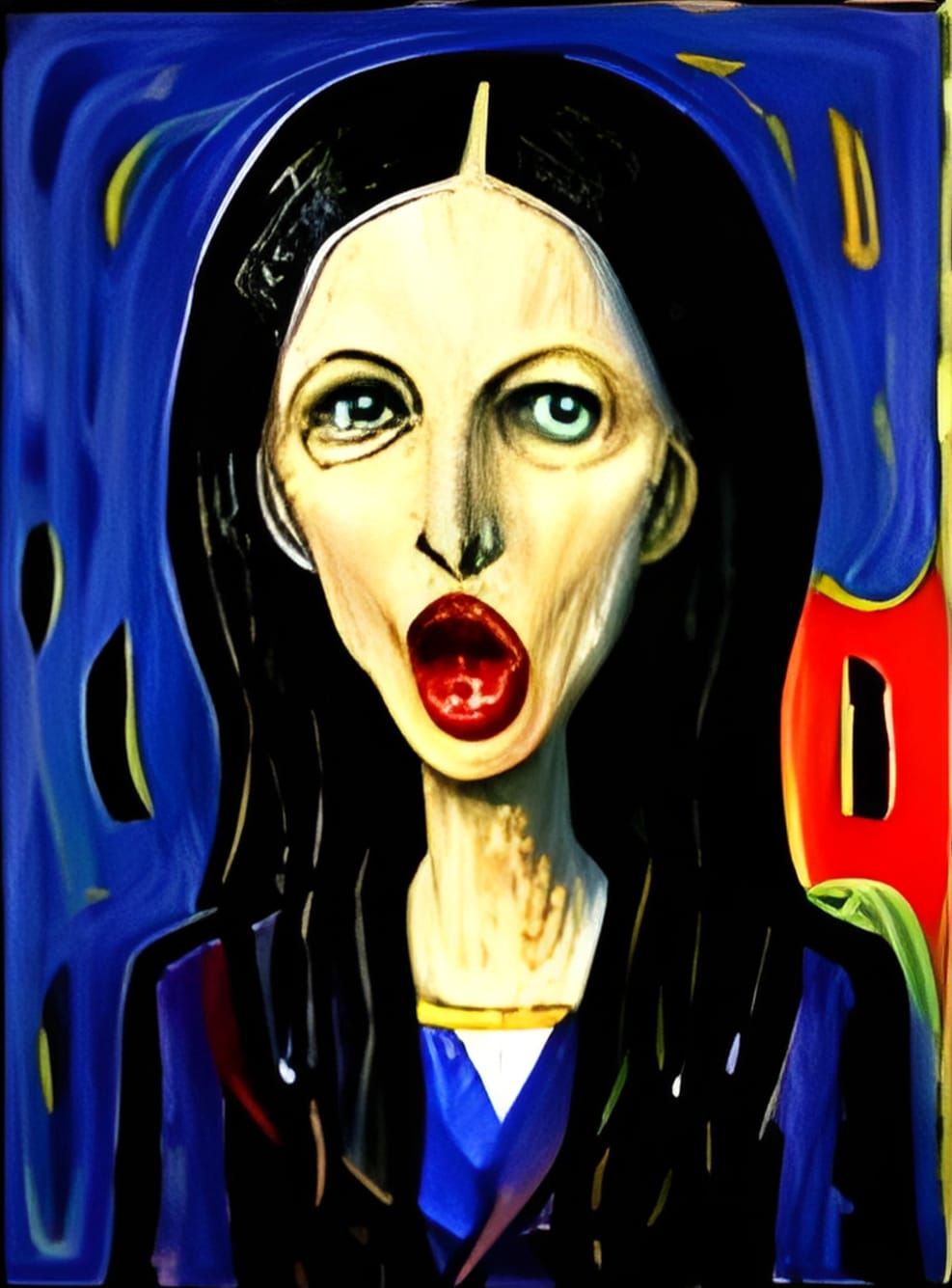 Abstract Artwork with the Scream Character Popping Out