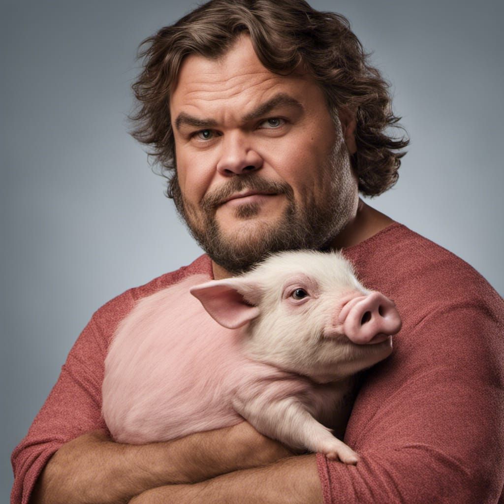Jack Black as Moana Holding Piglet, Professional Portrait