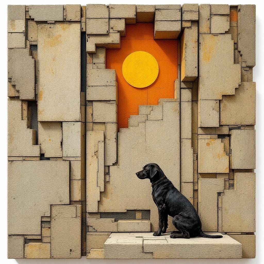 Dog in Sun: Abstract Expressionism Fusion