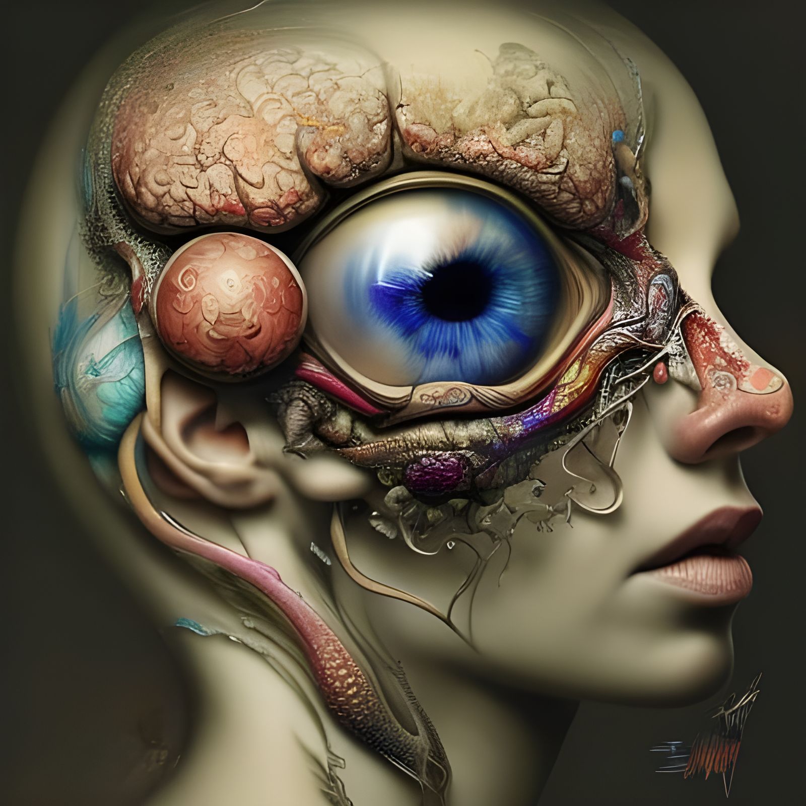 Intricate Brain Skull Eyeballs: Fantasycore Masterpiece