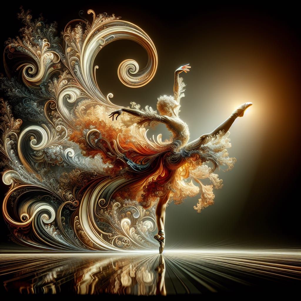 Elegant Dancer in Art Nouveau Style with Pearl Light
