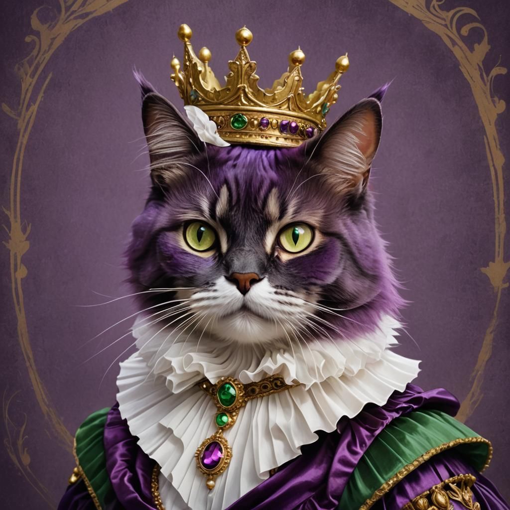 Purple Cat in Elizabethan Ruff: Digital Matte Painting