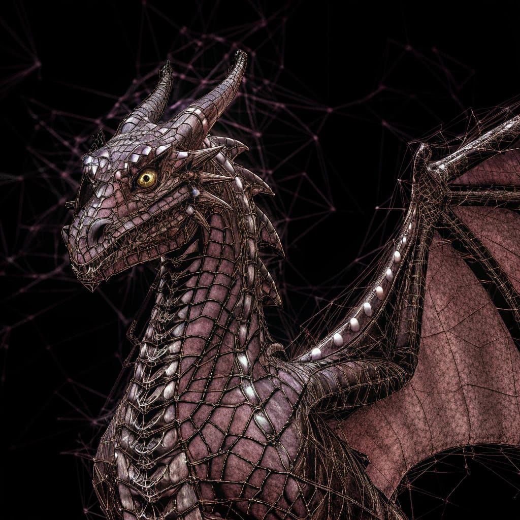 Hyperrealistic Dragon with Fractal Patterns and Gem Scales