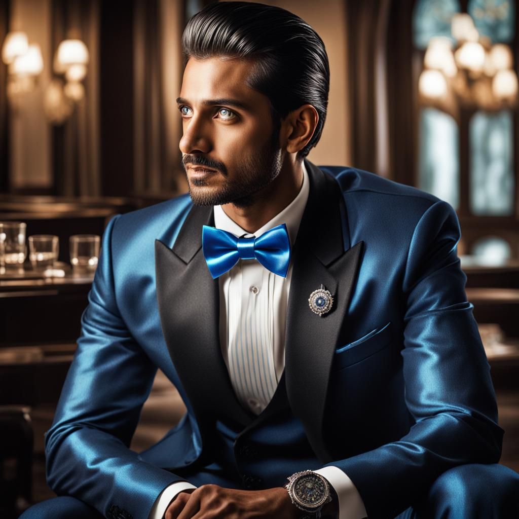Hyperrealistic Portrait: Handsome Businessman with Glowing E...