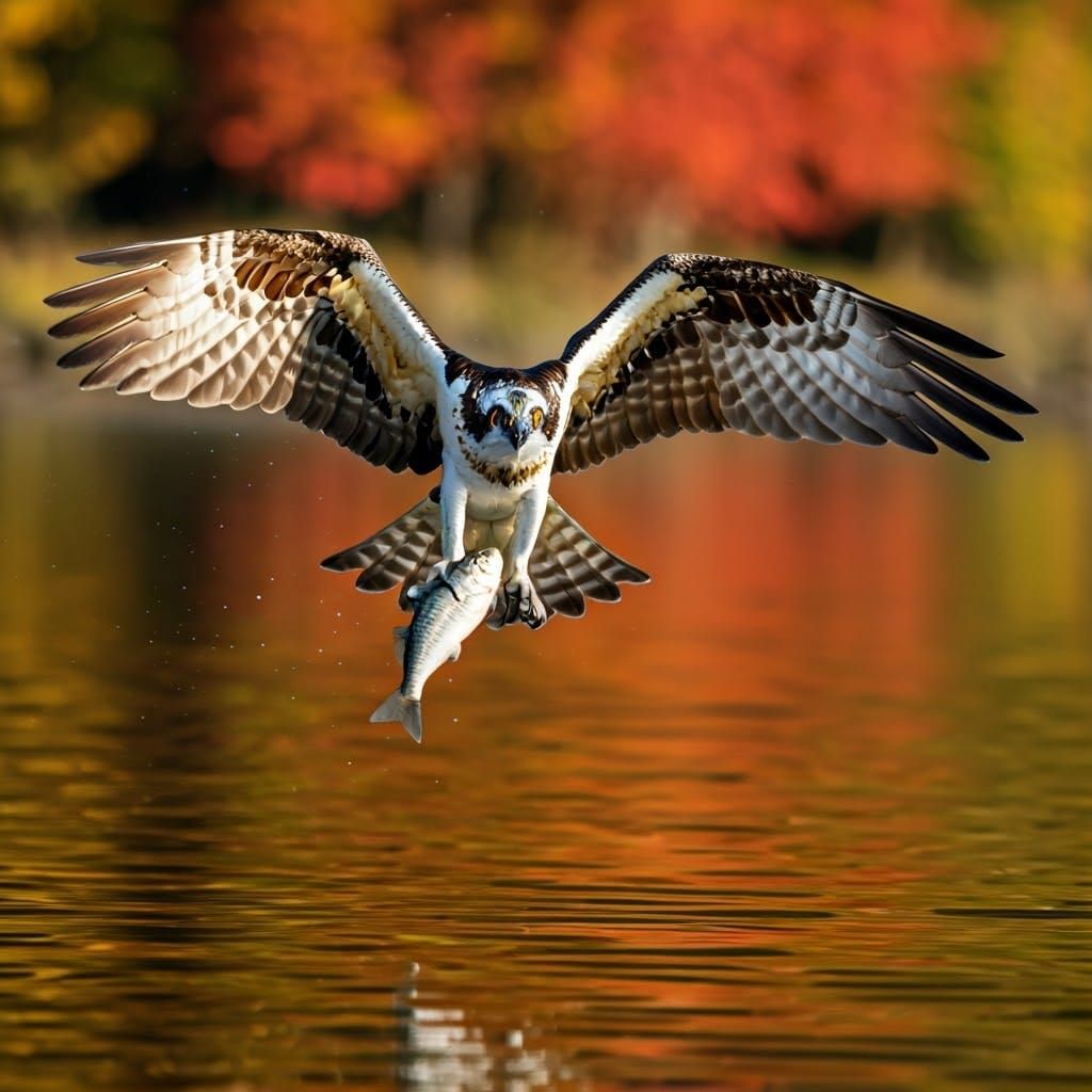Osprey Captures Fish at Sunrise