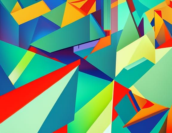 Cubist Forest in Geometric Art Deco Style