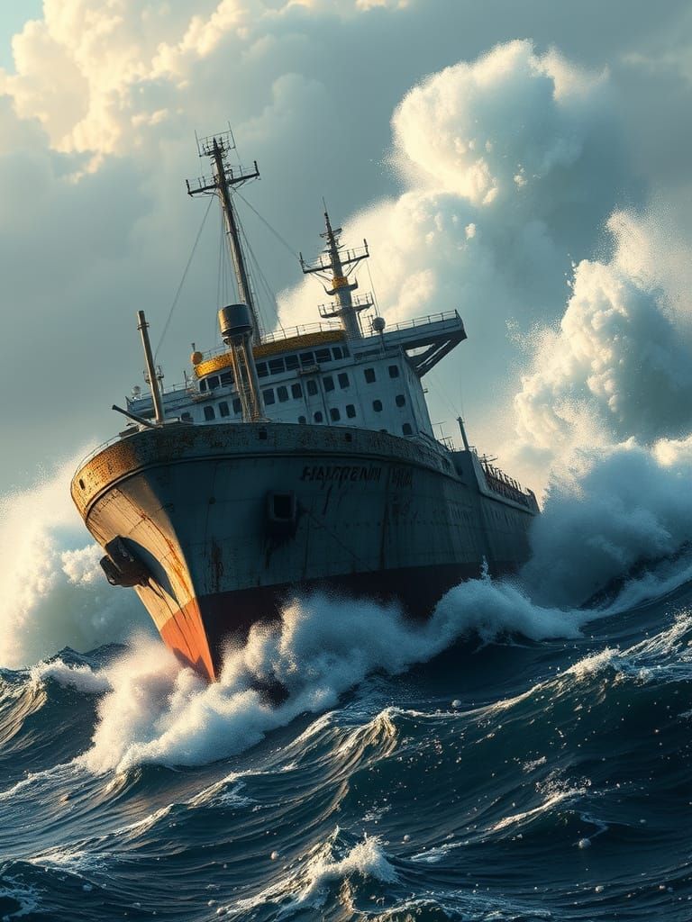 Weathered Oil Tanker Battles Treacherous Seas