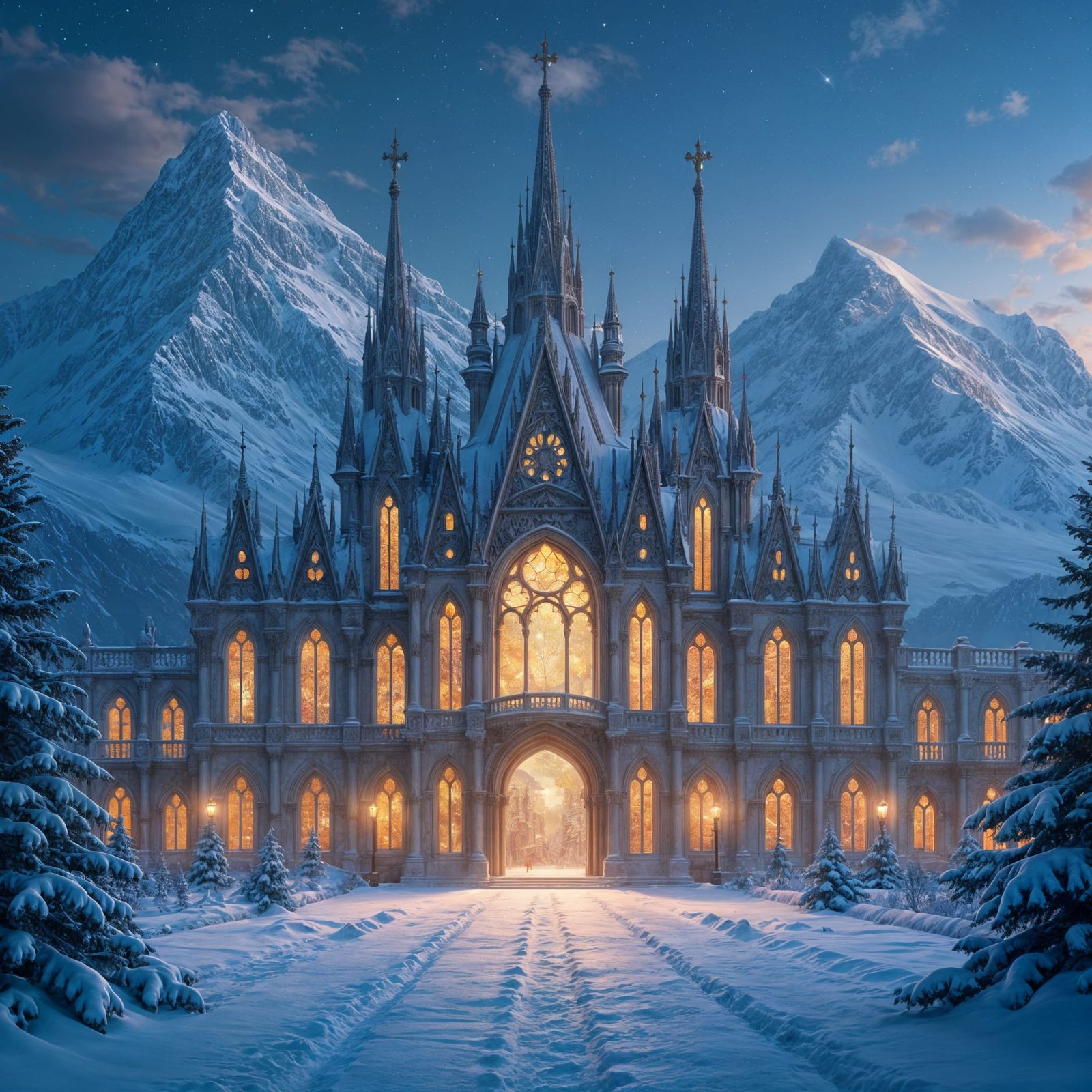 Majestic Palace Under Winter Stars