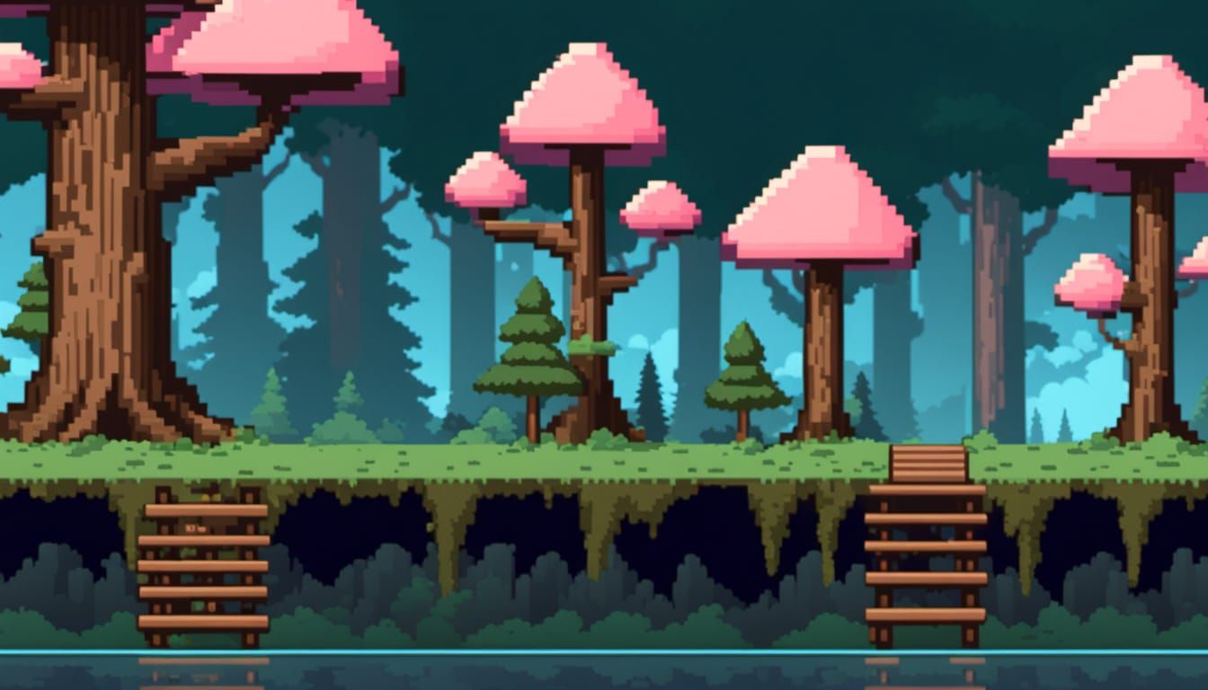 Whimsical Fantasy Realm in Pixelated Splendor