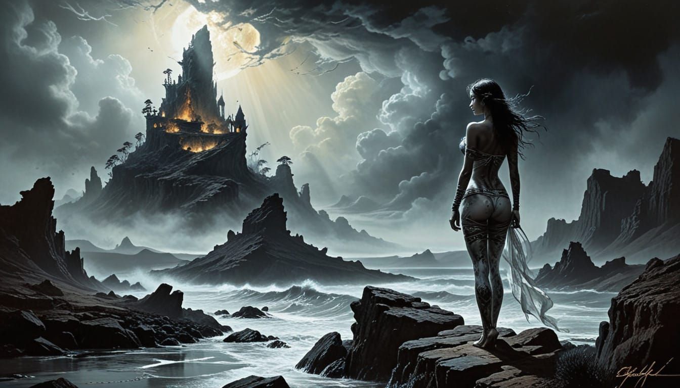 Surreal Double Exposure Masterpiece in Ink and Indian Painti...