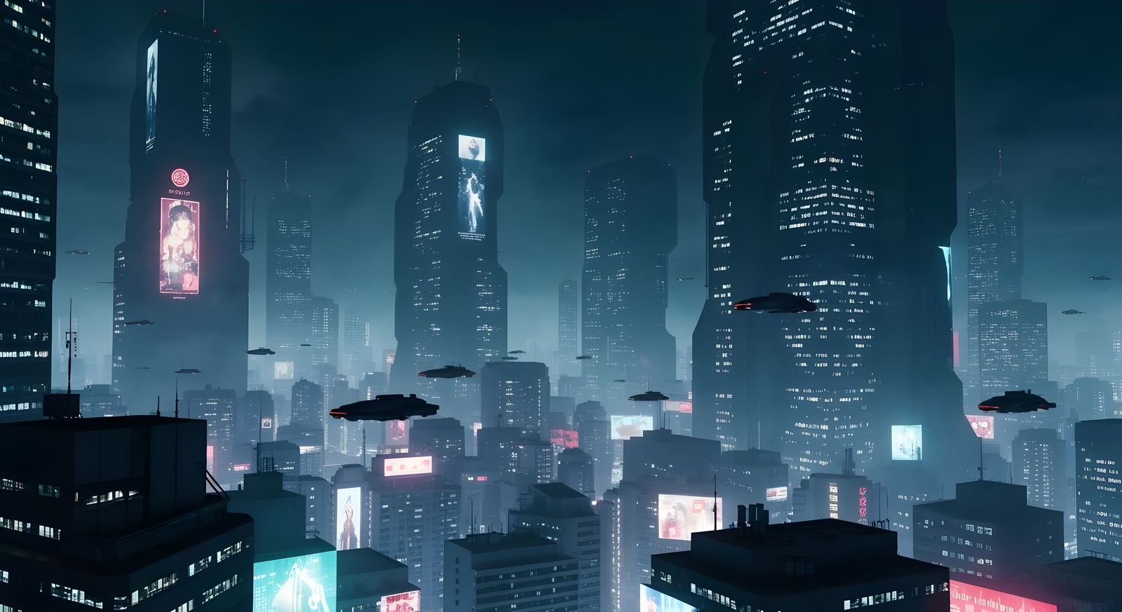 Futuristic Tokyo Cityscape at Night in Bladerunner Style