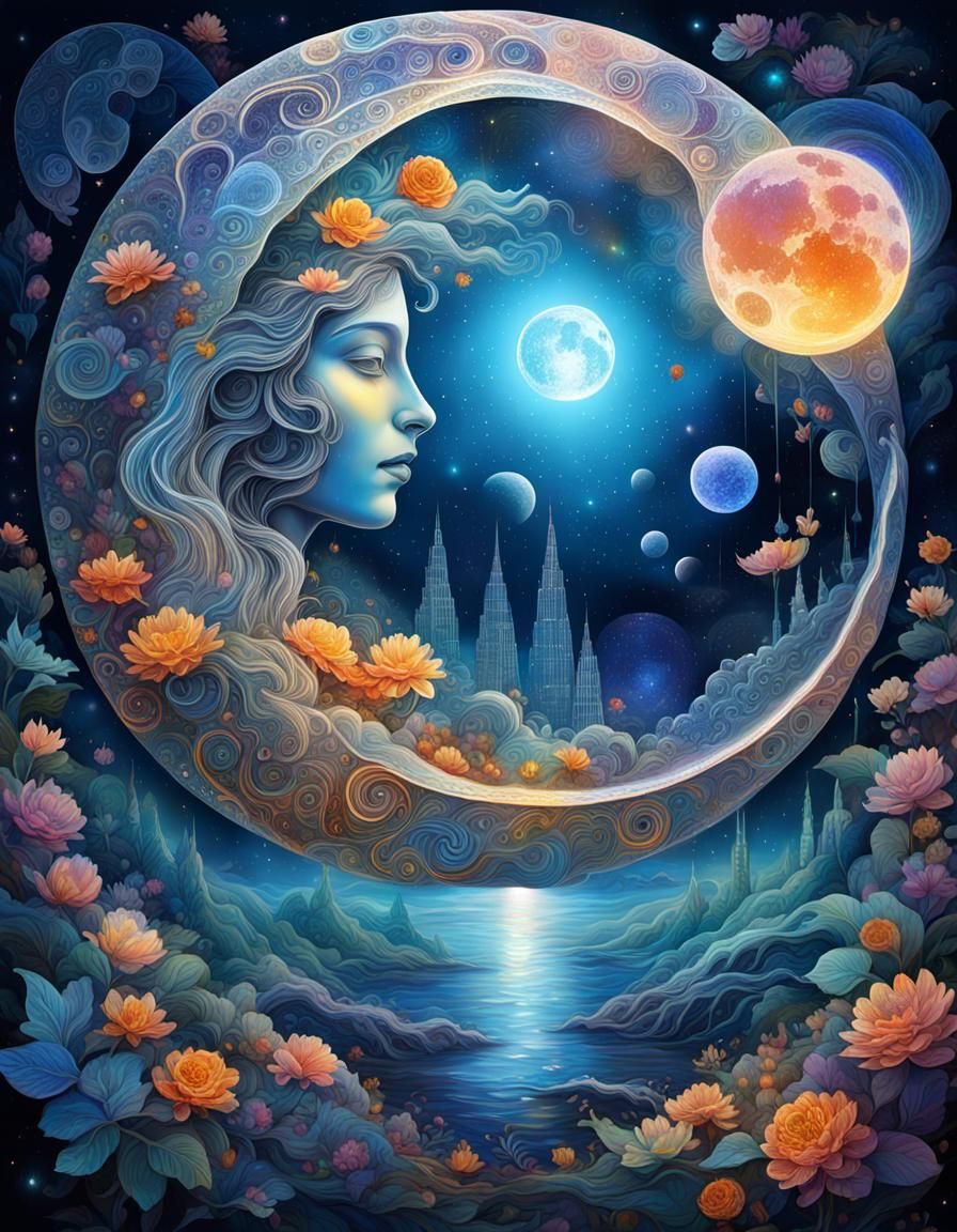 Transparent Moon Reveals Cosmic Mysteries: Holographic Illus...