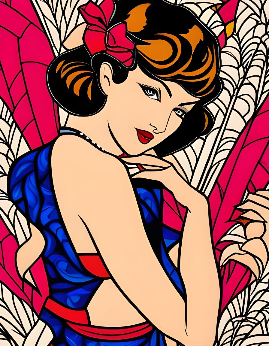 Art Deco Woman in Vintage French Poster Style