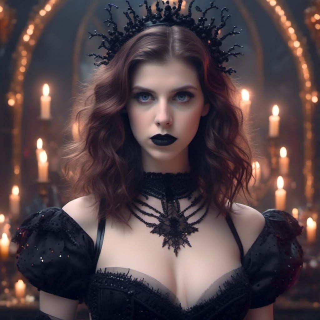 Gothic Showgirl: Anna Kendrick in Digital Art Style