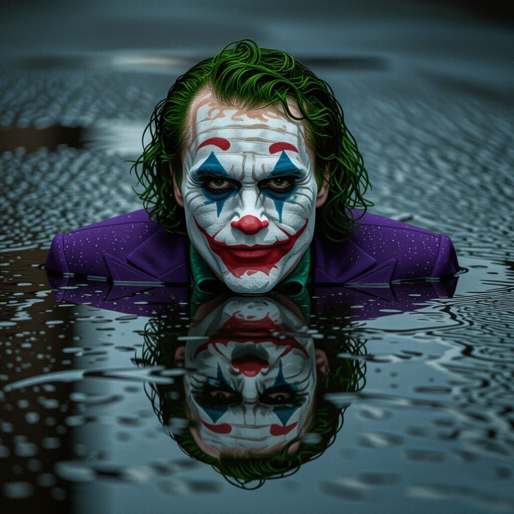 Joker's Distorted Reflection: Dark Fantasy Concept Art