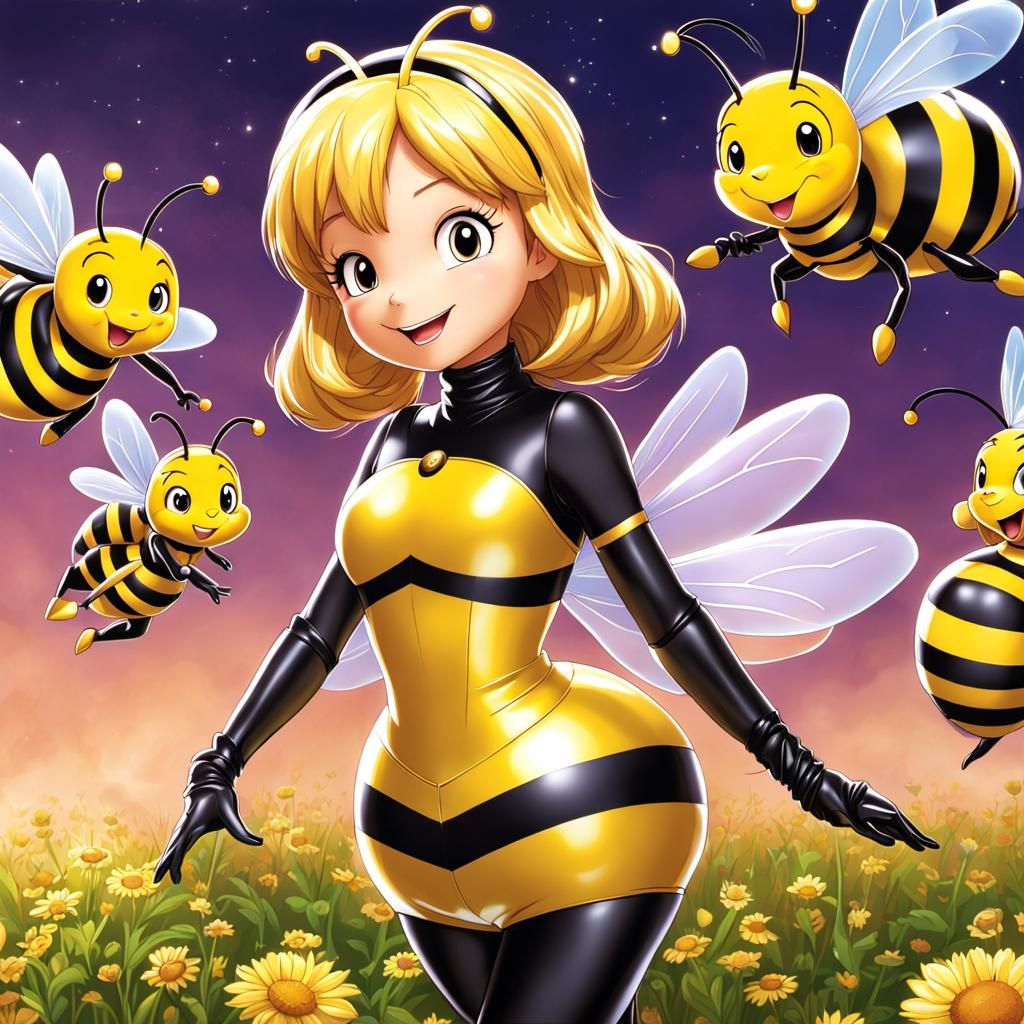 Maya the Bee in Latex Costume, Anime Style
