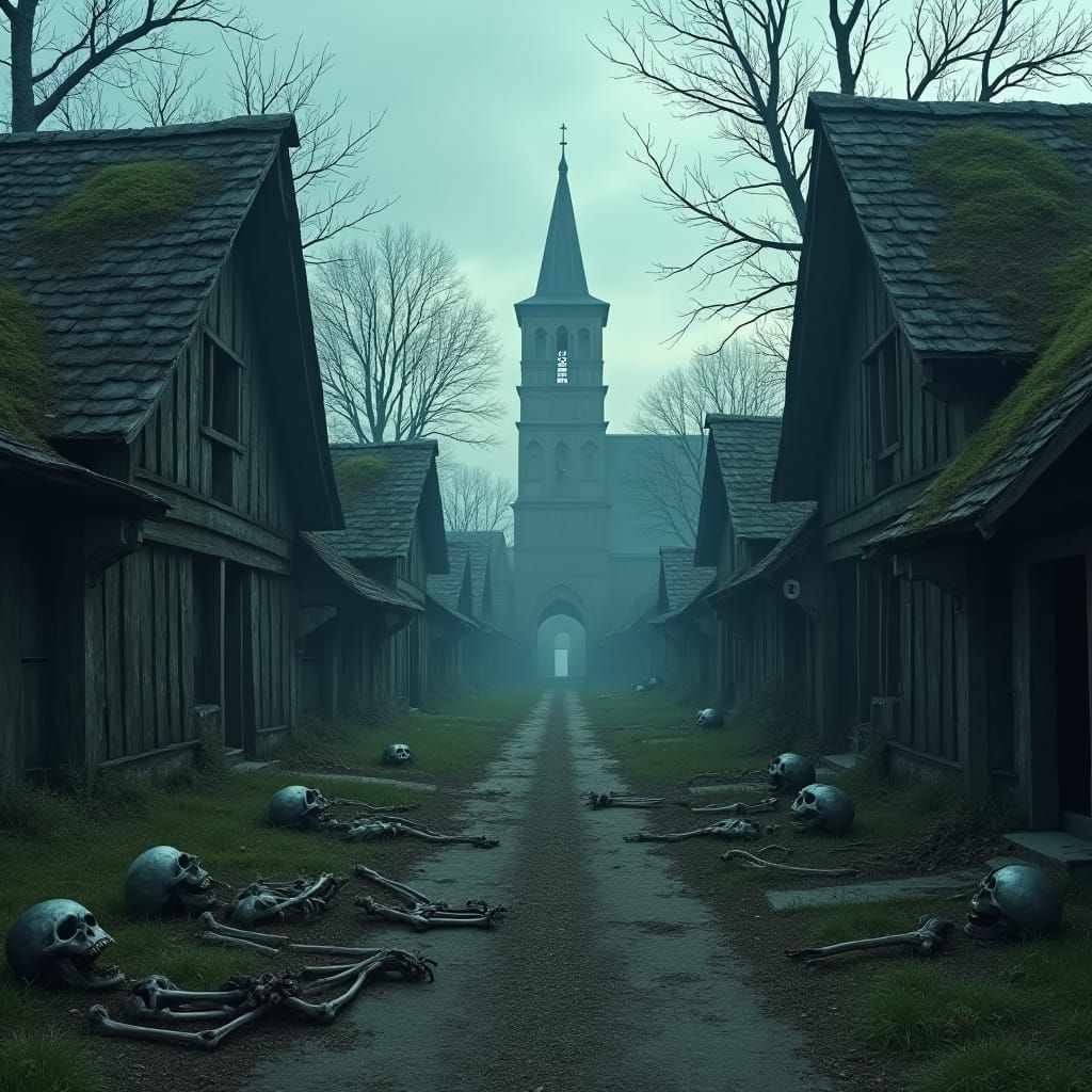 Eerie Abandoned Village in Perpetual Twilight