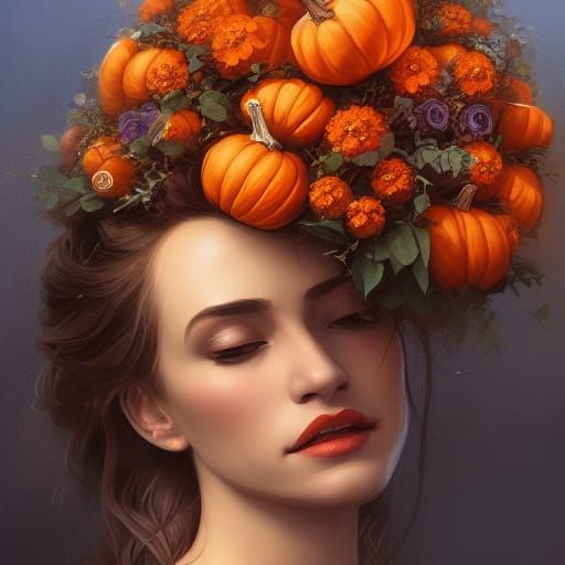 Bride with Halloween Bouquet: Hyperdetailed Portrait