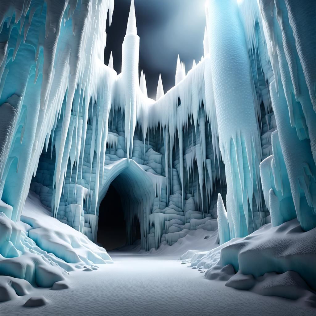 Enormous Ice Castle Underground: Photorealistic 8k Resolutio...