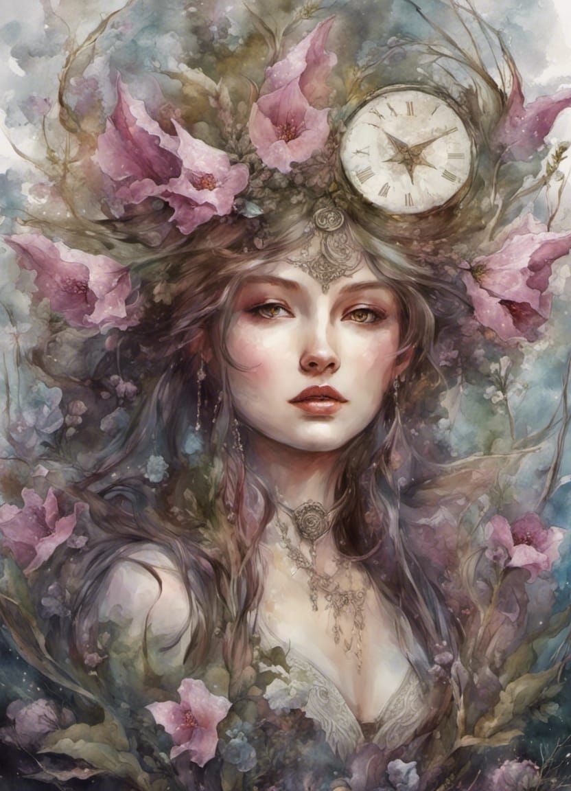 Fairy Witch with Foxglove Flowers: Digital Painting