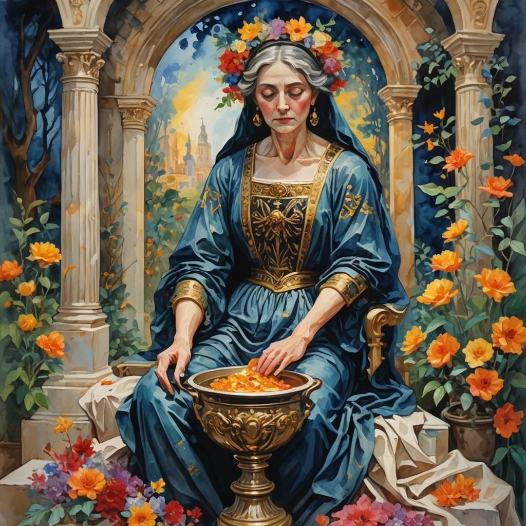 Solemn Heart in Gouache Watercolor Masterpiece