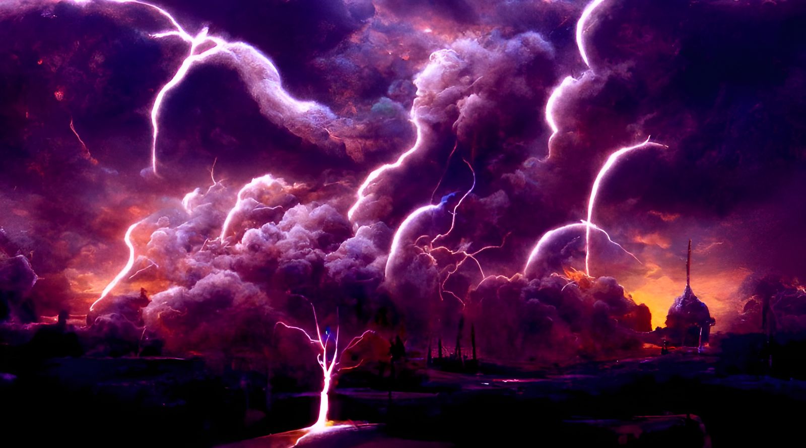 Dramatic Stormscape with Lightning in Digital Illustration