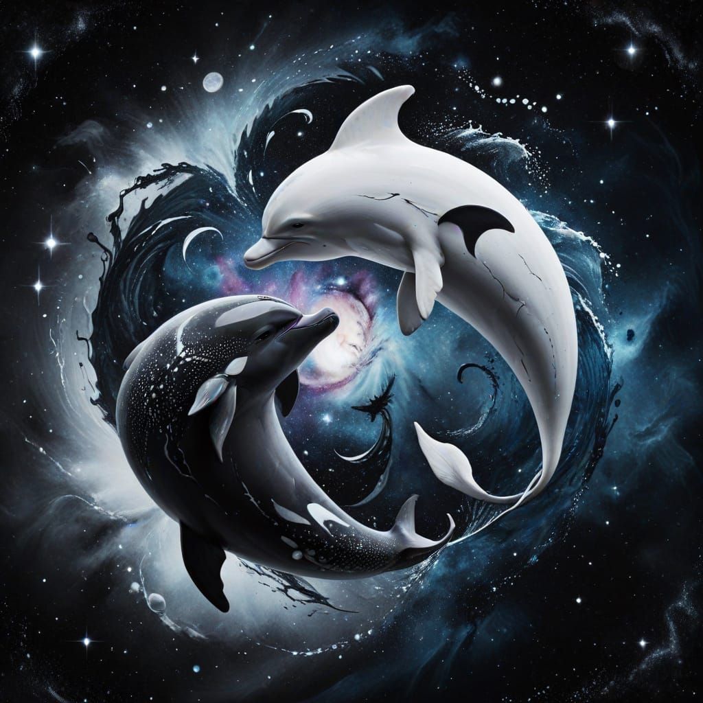 Yin Yang Dolphins in Galaxy