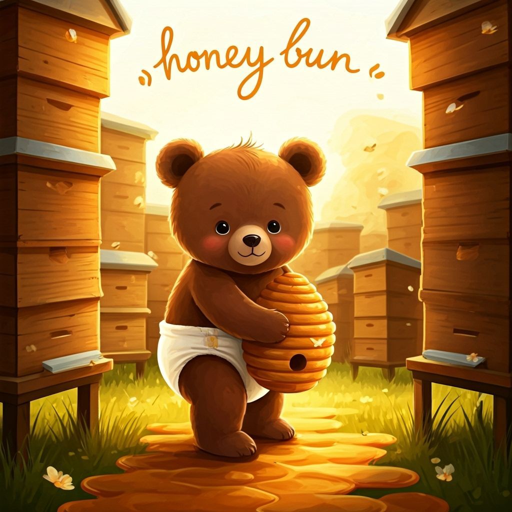 Cute Baby Bear with Beehive in Pastel Digital Art