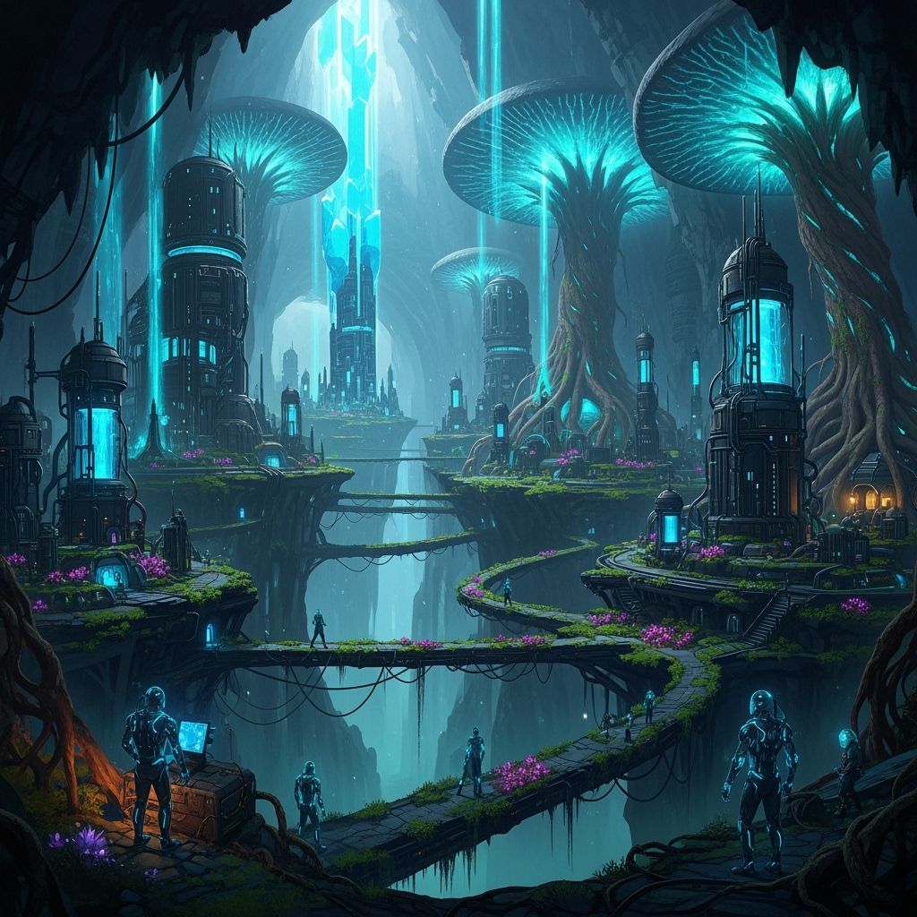 Karianian Empire: Subterranean Cities in Bioluminescent Cave...