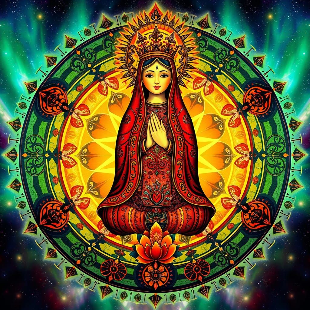Majestic Matrioska Goddess Illuminates Vibrant Wheel of Life...