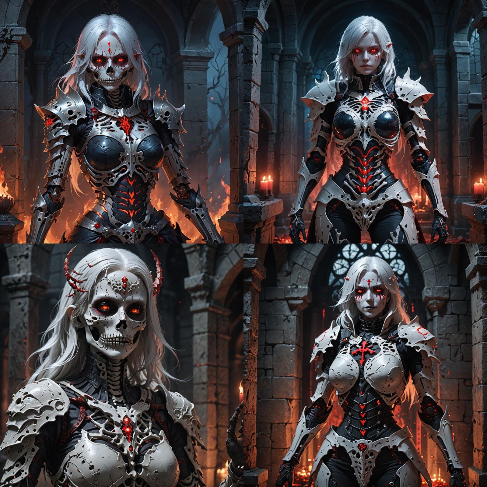 White-Haired Necromancer in Crypt: 3D Anime Art